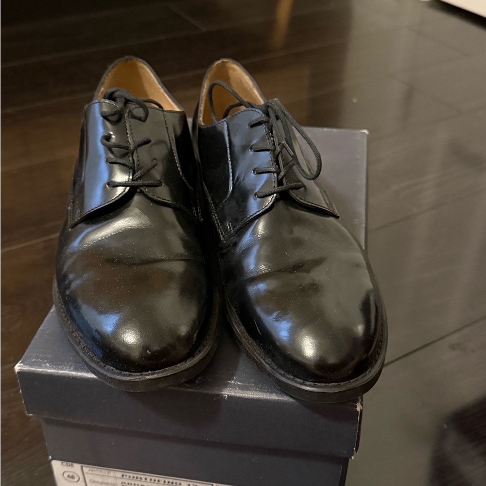 Gravity Pope Black Leather Oxfords